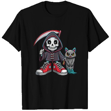 Discover A colorful cartoon death skeleton T Shirts