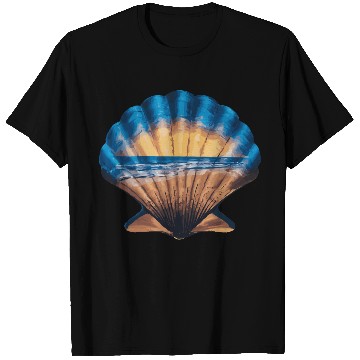 Discover Seashell Beach Scene Serene Ocean Landscape T Shirts