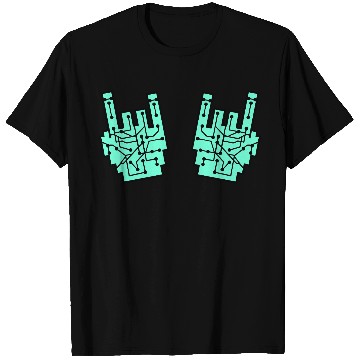 Discover Heavy metal nerd electronic circuits hand gesture T Shirts