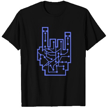 Discover Heavy metal nerd electronic circuits hand gesture T Shirts