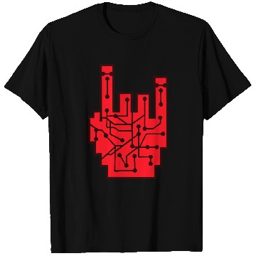 Discover Heavy metal nerd electronic circuits hand gesture T Shirts