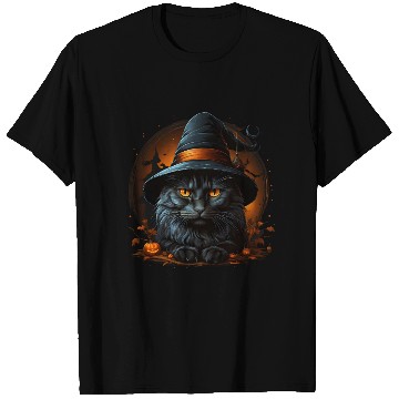 Discover Black Cat with Witch Hat T Shirts