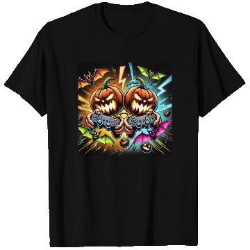 Discover Gaming Pumpkins with Bats and Electric Energy T Shirts