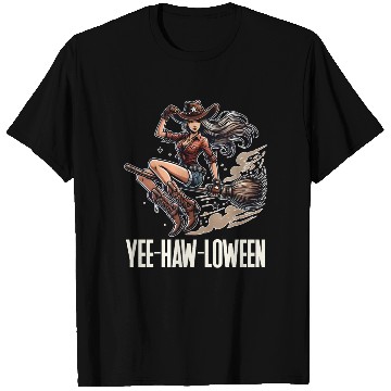 Discover Funny Cowgirl on Broom Halloween T Shirts
