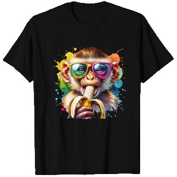 Discover Monkey with sunglasses and banana T Shirts