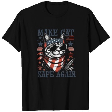 Discover Make Cats Safe Again Funny Cat Lover USA Flag T Shirts