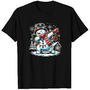 Discover Dabbing Snowman with Christmas Lights and Snowflak T Shirts