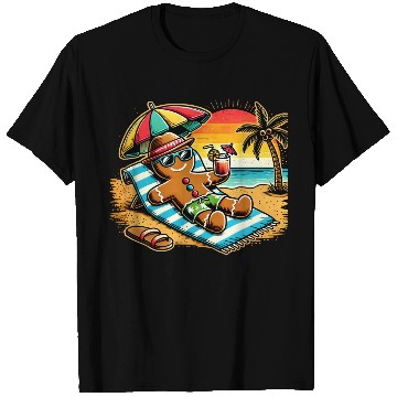 Discover Gingerbread Man Relaxing on the Beach T Shirts