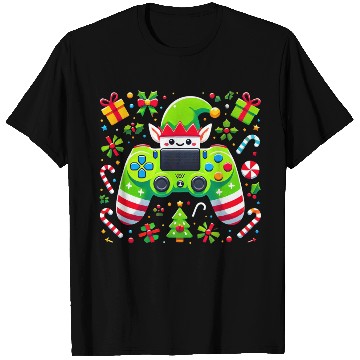 Discover Christmas Elf Themed Gaming Controller Fun T Shirts