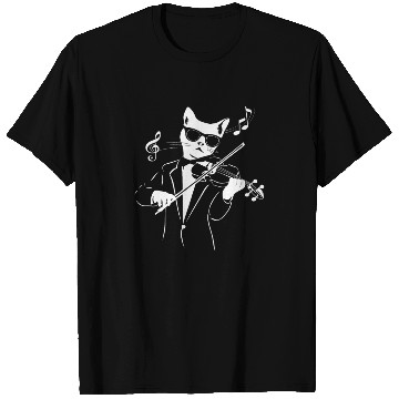 Discover Cat Wearing Sunglasses Playing Violin T Shirts