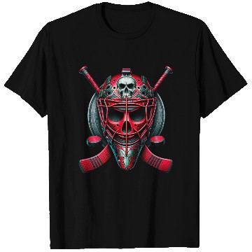 Discover Red Skull Hockey Goalie T Shirts