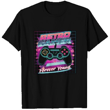 Discover Retro Gamer Forever Young 01 sticker T Shirts