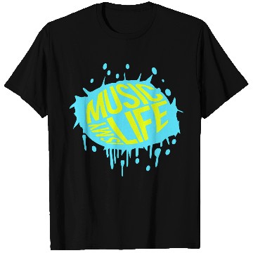 Discover Music is my Life Love Saying Graffiti Spray Drops T Shirts