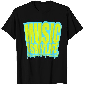 Discover Music is my Life Love Saying Graffiti Spray Drops T Shirts