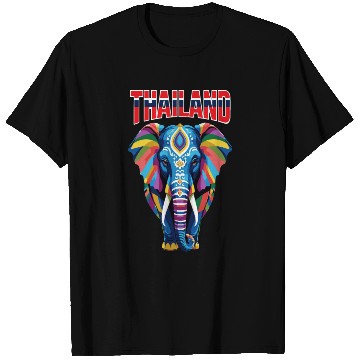 Discover Colorful abstract elephant from Thailand T Shirts