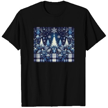 Discover blue and white flannel christmas trees holiday T Shirts