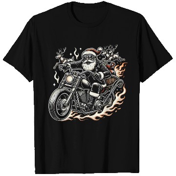 Discover Biker Santa Reindeer Ride Christmas Adventure T Shirts