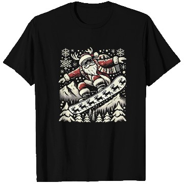 Discover Snowboarding Santa Winter Wonderland Christmas Fun T Shirts