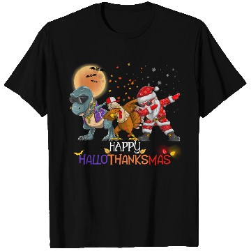 Discover Dabbing Dinosaur Turkey Santa Claus Hallothanksmas T Shirts