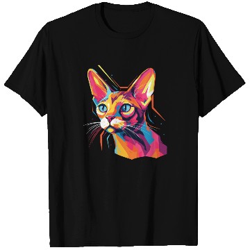 Discover Cat Watercolor Colorful Abyssinian Cat T Shirts