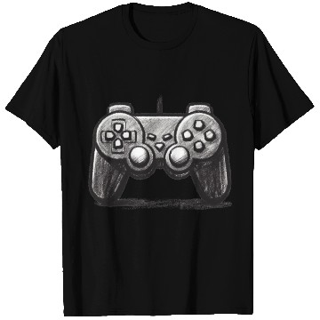 Discover Gamer Controller Cartoon Charcoal Gaming Art 3 T Shirts
