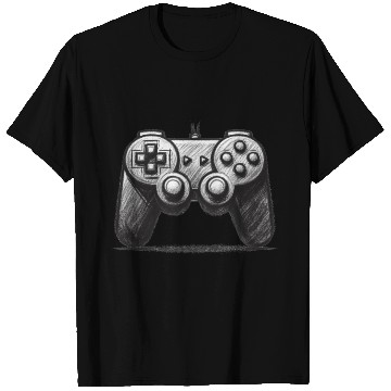 Discover Gamer Controller Cartoon Charcoal Gaming Art 4 T Shirts