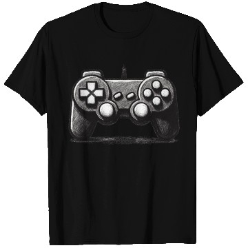 Discover Gamer Controller Cartoon Charcoal Gaming Art 1 T Shirts