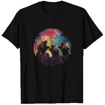Discover Baboon Monkey Howling Moon T Shirts
