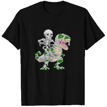 Discover Skeleton Riding Mummy Dinosaur T rex Halloween T Shirts