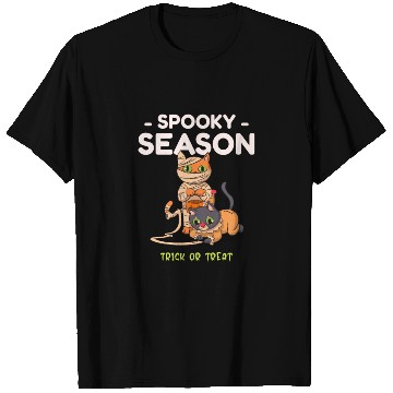 Discover Spooky Seasons Trick or Treat Cat Mummy T Shirts