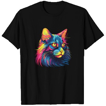 Discover Cat Watercolor Colorful Maine Cat T Shirts