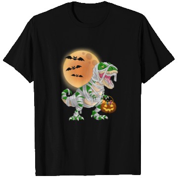Discover Halloween Dinosaur Mummy T rex Pumpkin Moon T Shirts