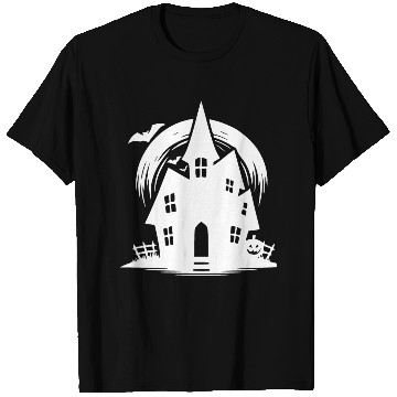 Discover Bat Full Moon Haunted House Halloween Tattoo T Shirts