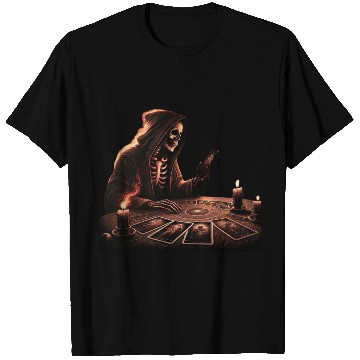 Discover Skeleton looking tarot cards T Shirts