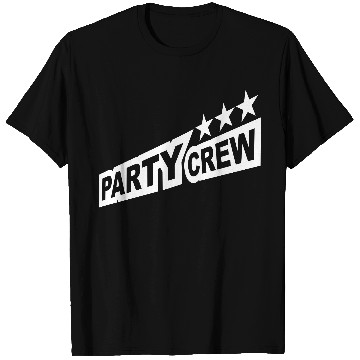 Discover Party Crew Team Fun Friends Group Member Text Logo T Shirts