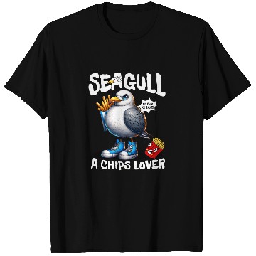 Discover Seagull The Potato Chips Lover Funny Sea Bird T Shirts