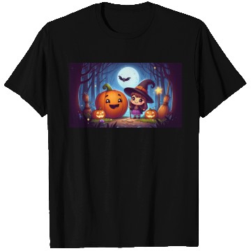 Discover Halloween Witch and Jack-o'-Lantern Scene T Shirts