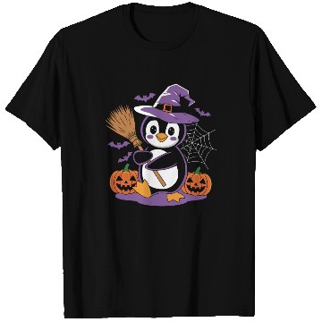 Discover Cute Penguin Halloween Witch with Pumpkins and T Shirts