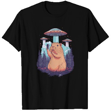 Discover Funny Graphic T Shirts Capybara Selfie With Ufos Weird