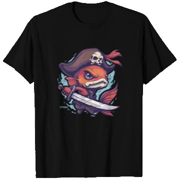 Discover Captain Goldfish the Fish Pirate T Shirts