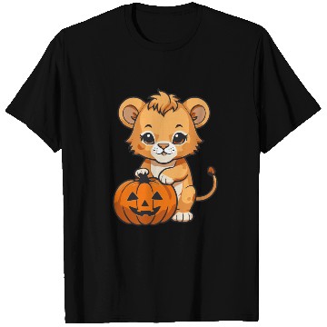 Discover baby lion with a halloween pumpkin T Shirts