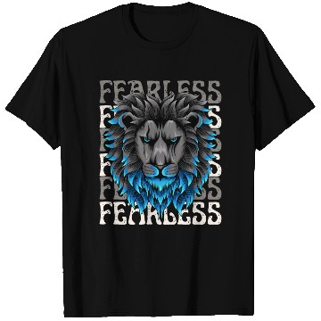 Discover Black Blue Illustrative Fearless T Shirts