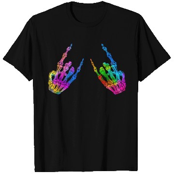 Discover Rock On Rock Star Skeleton Hands LGBT Rainbow T Shirts