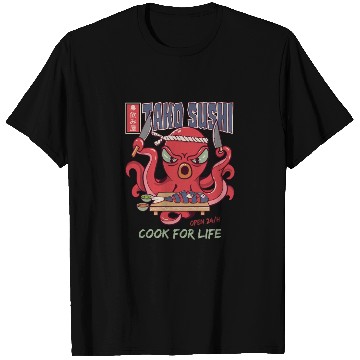 Discover Octopus Sushi Bar Raw fish roll Takoyaki T Shirts