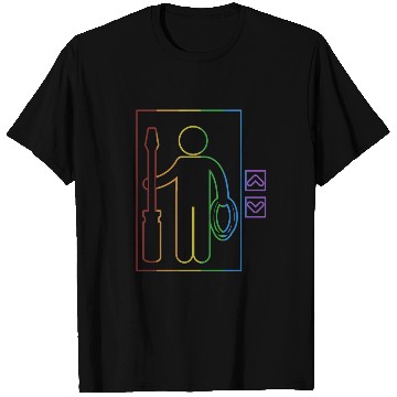 Discover Elevator LGBT Rainbow Repair Inspector Elevator T Shirts