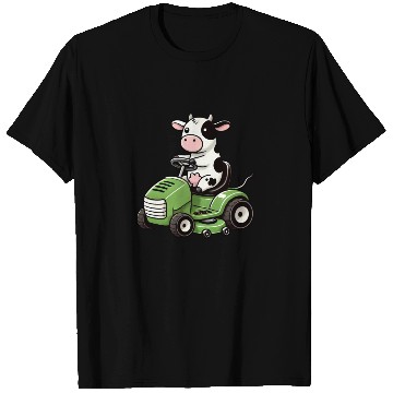 Discover Funny cow as lawn mower farmer grass T Shirts
