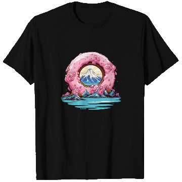 Discover Japan Sakura Blossom Mount Fuji Donut T Shirts