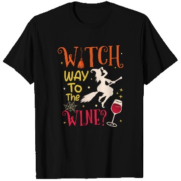 Discover Witch Way To The Wine Funny Halloween Drinking T Shirts