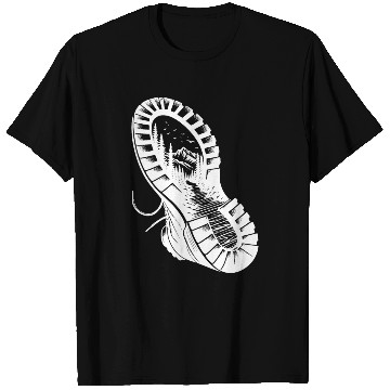 Discover Hiking Boot With Nature Mountain Landscape Profile T Shirts