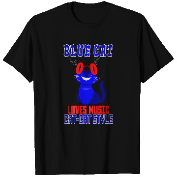 Discover BLUE CAT LOVES MUSIC T Shirts